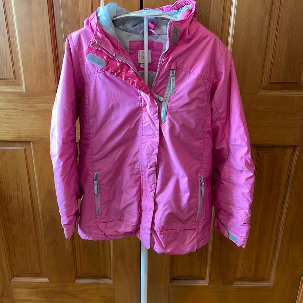 Girls' Pink Hooded Winter Jacket - Brand Not Visible